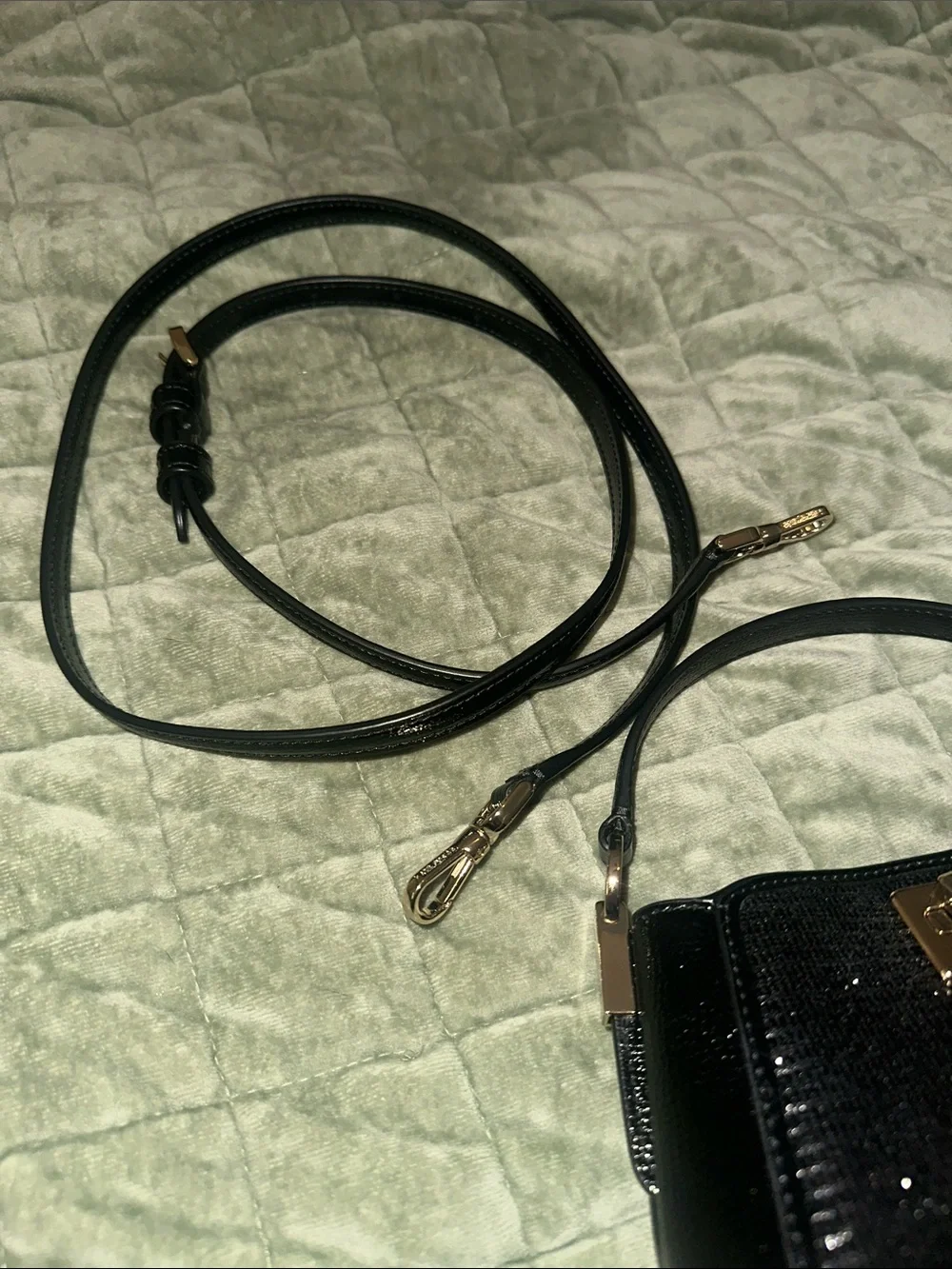 NEVER USED RARE kate spade Black Glitter Shoulder Bag with Gold Hardware